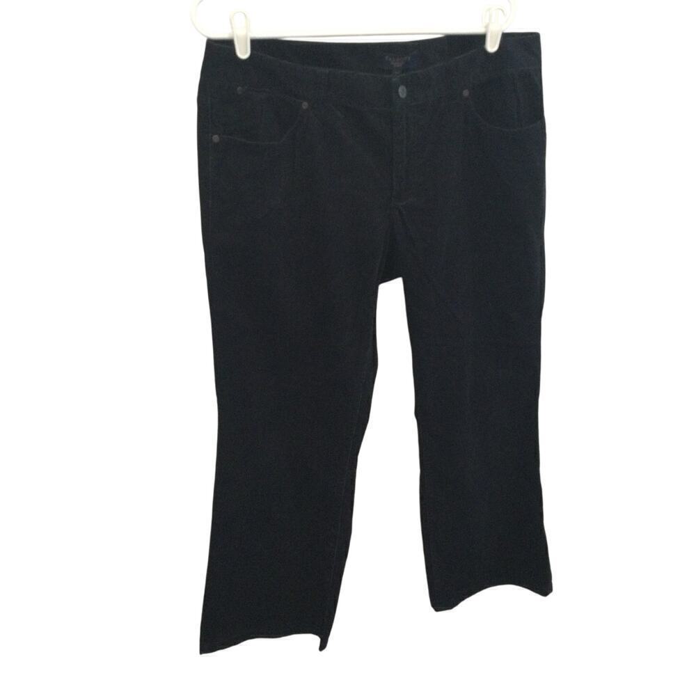Talbots Womens Corduroy Signature Bootcut Pants Size 16W 16 Preppy Black Fall